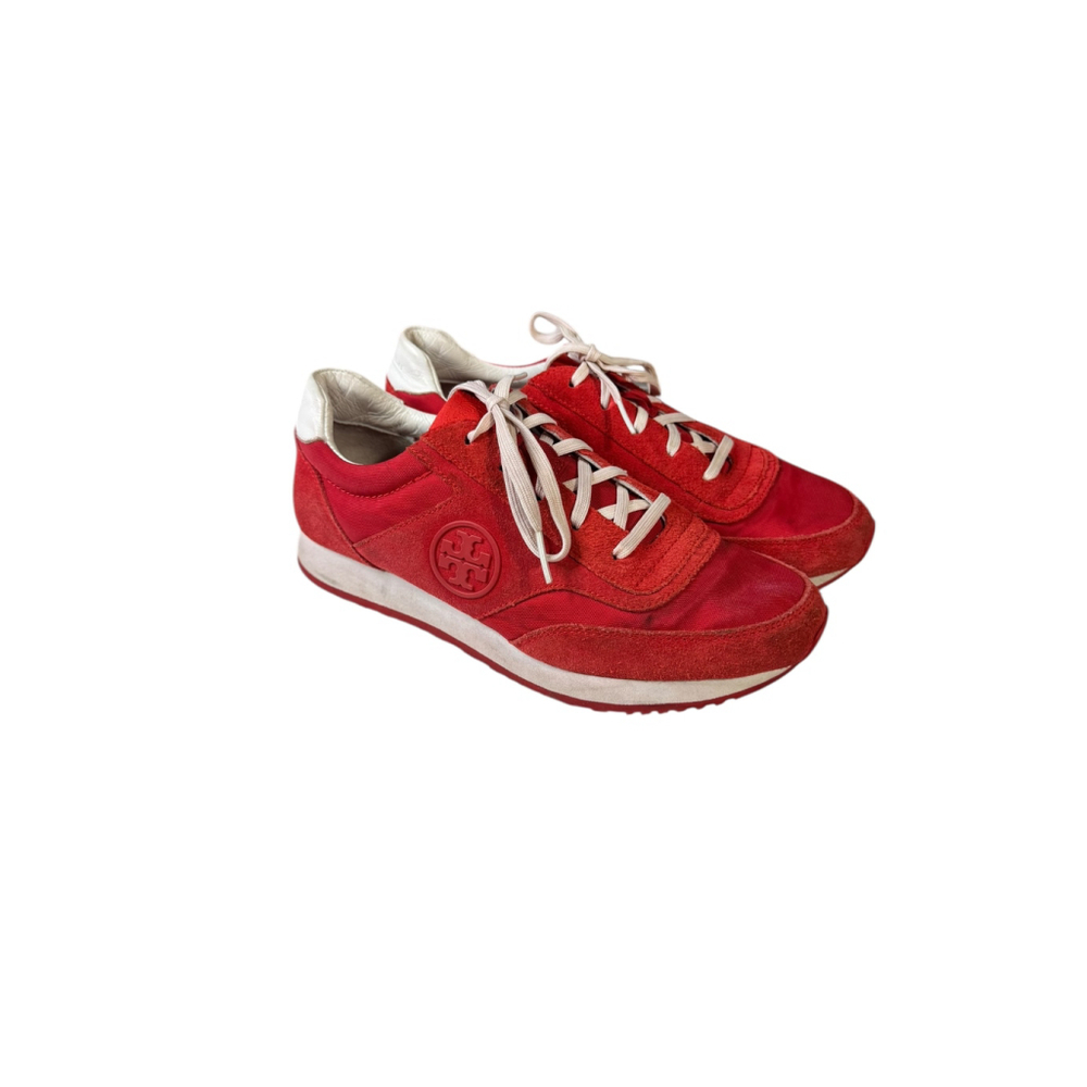 Tory Burch Red Suede Lace-Up Sneakers